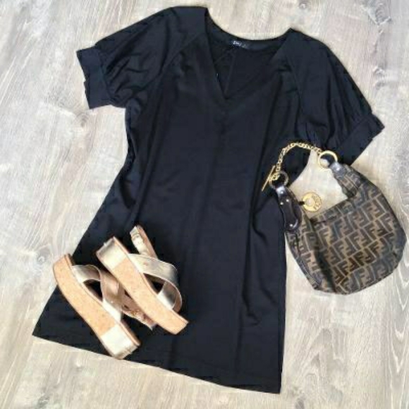 LAST 1❗VERY J Nordstrom Chic Oversized Black Shirt Dress - Picture 13 of 13